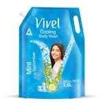 Vivel Body Wash, Mint & Cucumber, Moisturising Shower Gel, For Glowing skin Refill Pouch, 1500ml