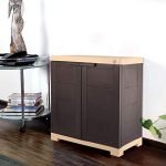 Cello Novelty Compact Plastic 2 Door Cupboard with Shelf(Brown and Beige)