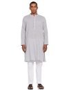See Designs Men Grey Cotton Straight Kurta with Slub Effect with Pyjama – SDKT101101L (L)
