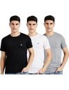 Cazibe Men T-Shirt (Pack of 3) Black/Ash/White M