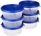 Amazon Brand – Solimo Nestable & Stackable Polypropylene Container Set, Round, 500 ml, Set of 6, Blue