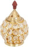Amazon Brand – Solimo Brass Akhand Diya for Puja – Crystal Oil Lamp for Home décor (Oval Shaped)