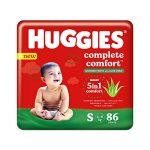 Huggies Complete Comfort Wonder Pants with Aloe Vera, Small (S) size baby diaper pants, 86 count