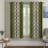 Cortina 2 Piece Damask Design Panel Eyelet Polyester Door Curtain – 7-Feet, Green