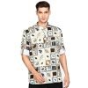 Sanwara Men Printed Cotton Rolled Up Sleeves Short Kurta PR_1 Shirt, Multicolour, L UK(SY_SRT_001_PR1)