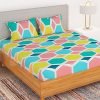 BEDSPUN Microfiber 150 TC Bedsheet for Double Bed with 2 Pillow Covers Queen Size |Neon, Geometric, Size 220 CM X 225 CM