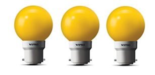 wipro Glass 0.5W Led Lamp, Pack of 3, (N10003), B22, Yellow