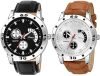 Acnos® Premium Leather Analogue Watch for Men Combo Pack of 2 Gift Arrival Black Brown