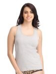 Clovia Women’s Stretchable Cotton Tank Top with Racerback (CM0008P01_Grey_Large)