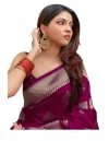 Yashika Women’s Trendy Banarasi Kanjivaram Color Saree with Blouse Material(AZ-YS-P1-SAKINA Purple) (AZ-YS-P1-SAKINA-P-0