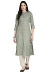 Dresset Women’s Linen Aline Kurta Dark Green S | KT001C03P1_S