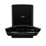 V-Guard X10 BL180 Kitchen Chimney with 1350m³/hr Suction, Intelligent Auto Clean, Curved Glass, Baffle Filter, Motion Sensor Controls, Oil Collector Tray, LED Light (Black)