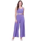 Selvia Women’s Sleeveless Crepe V-Neck Solid Co-Ords Set(358TK7031N-Xl_Lavender)