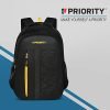 Priority What Inspires me Make me Awesome 35 Liters Black Polyester Stylish College Bag | With Waterproof Rain & Dust Cover | Backpack Unisex Bag for Men & Women (Scholar 005-25902)