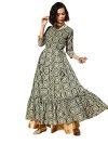 ishin Women’s Cotton Anarkali Embroidered Kurta Kpm-21021_XL_Green