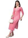 ANNI DESIGNER Women’s Cotton Blend Printed Straight Kurta with Pant (Tai Pink-Nw_M_Baby Pink_Medium)