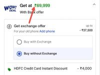 Lowest Price Ever! APPLE iPhone 15 Plus (128 GB)@ 78,999 (Effectively) Flat ₹4,000 Off with HDFC Credit Card