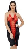 Fabme Women’s Satin Baby Doll with net Front (Color- Black)