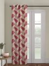 Cortina 1 Piece Leaf Design Panel Eyelet Polyester Door Curtain – 7-Feet, Pink