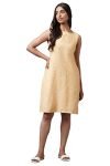 W for Woman Women’s Light Orange Cotton Sleeveless Dress with Floral Print Above The Knee (22FEW17731-830060 M)