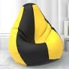 ComfyBean Bag with Beans Filled XXXL- Official: Lazy Sacks Bean Bags – for Young Adults – Max User Height : 5-5.8 Ft.-Weight : 60-70 Kgs(Model: Black Yellow)