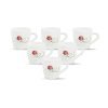 La Opala, Melody Collection, Opal Glass Cup Set Miranda 6 Pcs, Dainty Swirls, White