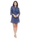 Clovia Women’s Georgette Polka Print Robe (NS1292A08_Blue_S)