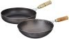 Amazon Brand – Solimo Sheet Metal Iron Cookware Set of 2 Pcs (Wok 24 cm, Frying Pan 24 cm, Black)