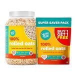 Yogabar 100% Rolled Oats 1kg (Buy 1 Get 1 FREE) | Premium Golden, Gluten Free Oats with High Fibre (1 Kg Each)