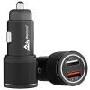 Wecool Smart CH2 36W Metalic Car Charger with Fast Charging Dual Output,Qualcomm Certified Qc 3.0 and USB A 3.1A,Compatible with Smartphones,Tablet,and Other USB Devices,Black