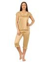 Noty Girl’s Satin Solid Night Suit Set (Pack of 1) (RSNS1_Gold_Large)