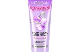 L’Oreal Paris Filling Night Cream, Leave In Hair Cream With Hyaluronic Acid, For Dry & Dehydrated Hair, Adds Shine & Bounce, Hyaluron Moisture 72H Hydra, 180Ml