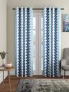 Cortina 2 Piece Floral Design Panel Eyelet Polyester Door Curtains – 7 Feet, Blue