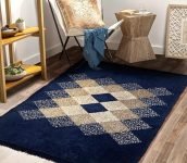 Bsb Home Designer Superfine Chenille Carpet | 500 Gsm Velvet Carpet/Area Rug/Durries With Fine Gold Yarn For Living Room, Bedroom, Runner| 150X210 Cm Or 5X7 Ft, Blue