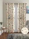 Cortina Polyster Printed Curtain Set |Window Installation | Bedroom Living Room Kids Room | 5 Feet Window Curtain Pack Of 2 | Cream