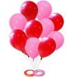 Amfin® 10 Inch Light Pink & Red Metallic Balloons With Matching Ribbon For Decoration,Balloon For Birthday Decor/Anniversary/Party/Baby Shower/Party/Home Decor