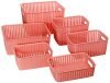 Cello Style Knit Basket Without Lid, Set Of 6, Pink,Plastic