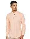 Luxrio Kurta for Men Cotton Blend Short Solid Slim Fit Orange