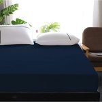 Cloth Fusion Waterproof Cotton Feel Terry Mattress Protector King Size (78″x72″ Inch|6.5X6 Feet,Navy)