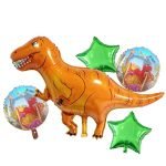 Atpata Funky Dinosaur Theme Happy Birthday Party Supplies Combo Kit for unisex Dino Theme Decorations (Dino Set of 5 Balloons)