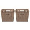 Bellavie Marvel Open Multipurpose Plastic Basket For Storage 60+60, Set Of 2, Sandy Brown