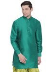 VASTRAMAY Men’s Green Cotton Silk Blend Kurta – (VASMUK001GN) for Size – 44
