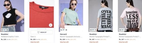 Min 80% Off On Women Tshirt Starts @139.