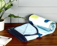 Bsb Home Pure Cotton 120 Gsm Reversible Soft Lightweight Printed Single Bed Blanket/Ac Dohar/Skin Friendly Dohar-152 X 225 Cm-Blue Green & Yellow