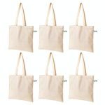 VantageKart Natural Cotton Plain Tote Shopping Bags with Extra Strong 13″ Handle | Hold 35 lbs | Heavy Duty, Washable, Eco Friendly Biodegradable Canvas Multipurpose Grocery Bag – Set of 6