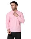 INKKR Full Sleeve Men’s Solid Polo Neck Fullsleeve T-Shirt Pink