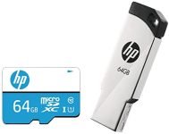 HP 64GB Class 10 MicroSD Memory Card (HP-MSDCWAU1-64GB) & v236w 64GB USB 2.0 Pen Drive