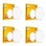 wipro Garnet 20W Round LED Wave Infinity Panel|Warm White Light (2700K) | Rimless Panel with Ultra-Slim Design|Recessed Down Light for False Ceiling |POP Ceiling Light| Cutout – 205mm | Pack of 4
