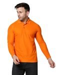 INKKR Full Sleeve Men’s Solid Polo Neck Fullsleeve T-Shirt Orange