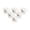 La Opala, Melody Collection, Opal Glass Cup Set Miranda 6 Pcs, Coral Charm, White